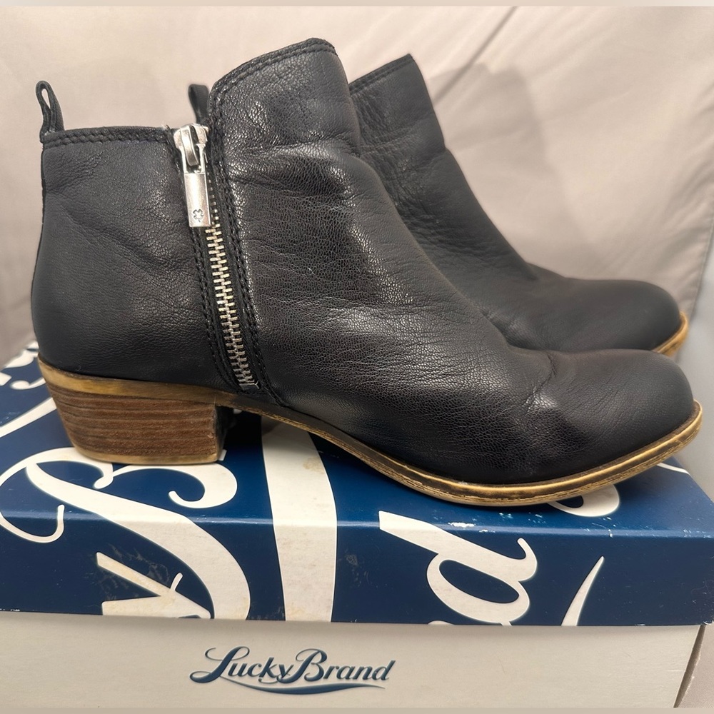 Lucky Brand Black Leather Booties
